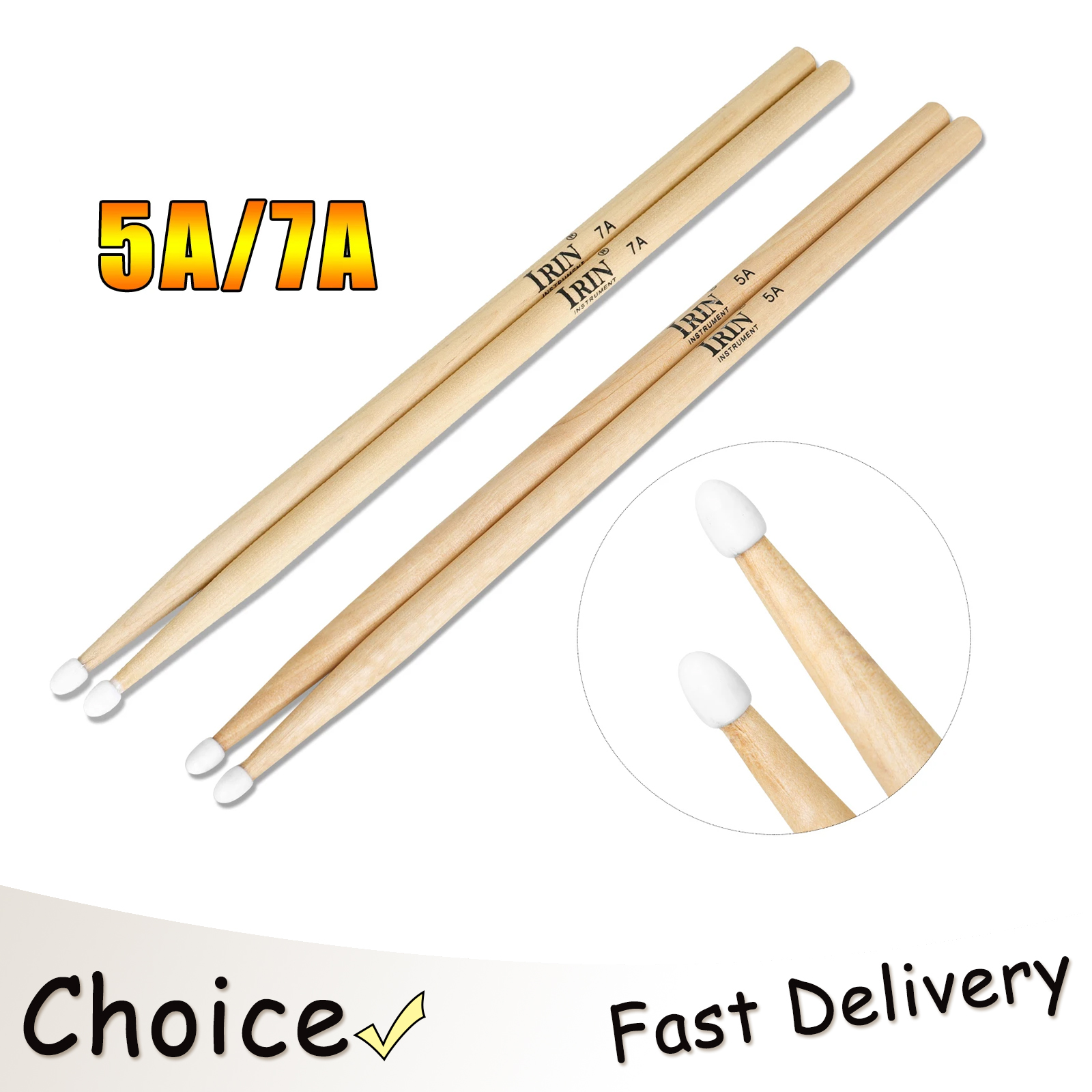 Drum Stick 5A - IRIN 1 Pairs 5A/7A Premium Maple