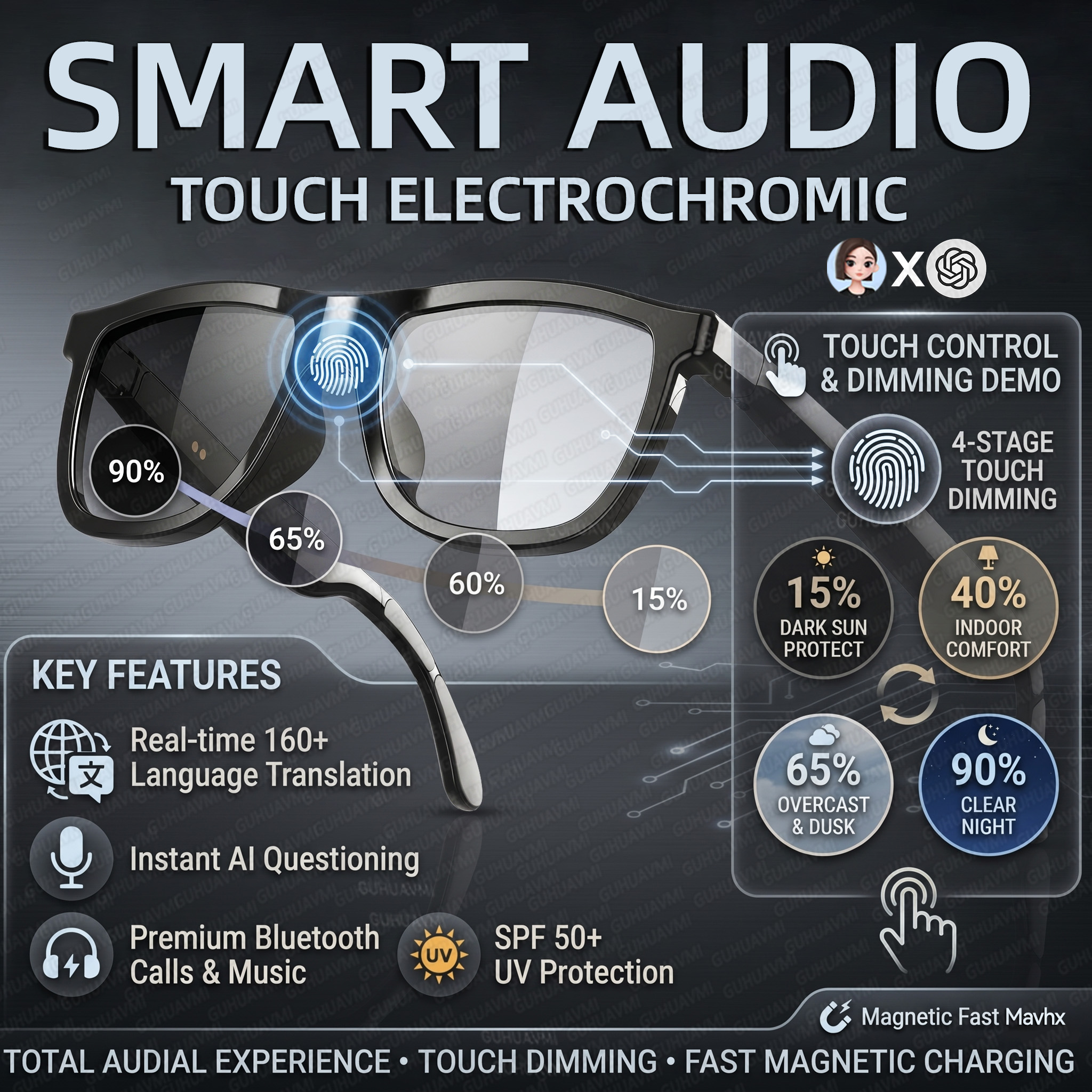Audio Music Voice - 2026New Business Travel Touch Electrochromic Smart