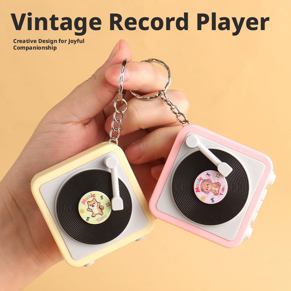 Audio Music Recorder - Mini Record Player Keychain, Cute Retro