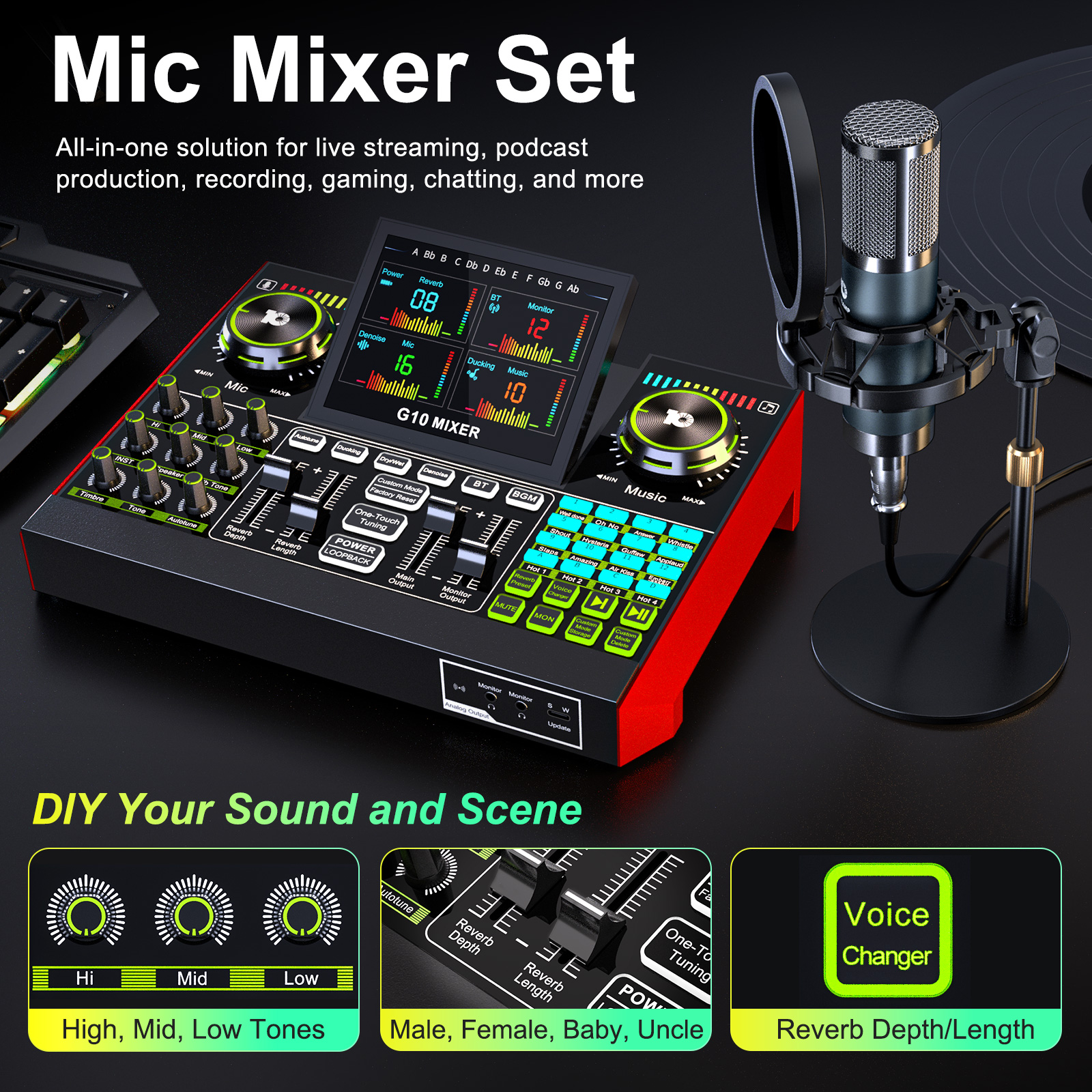 Audio Music Voice Changer - Tenlamp Voice Changer, Denoise,Live Sound Board