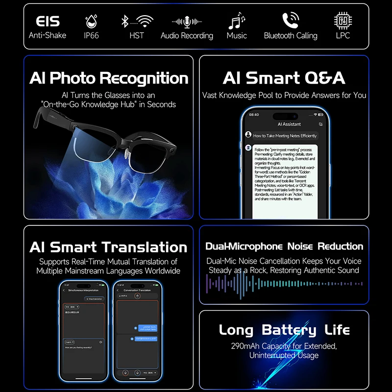Smart Camera Glasses Photo and - Audio Music Voice review and price
