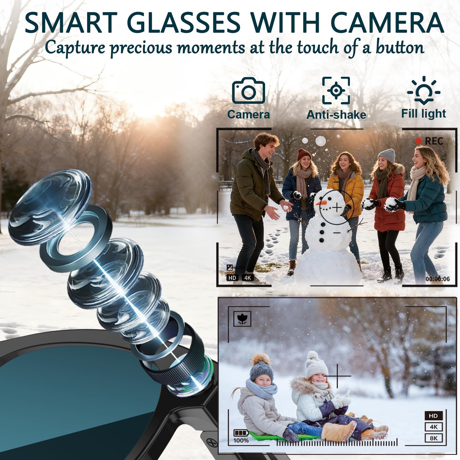 Black Smart Ai Glasses for Men - Audio Music Voice review and price