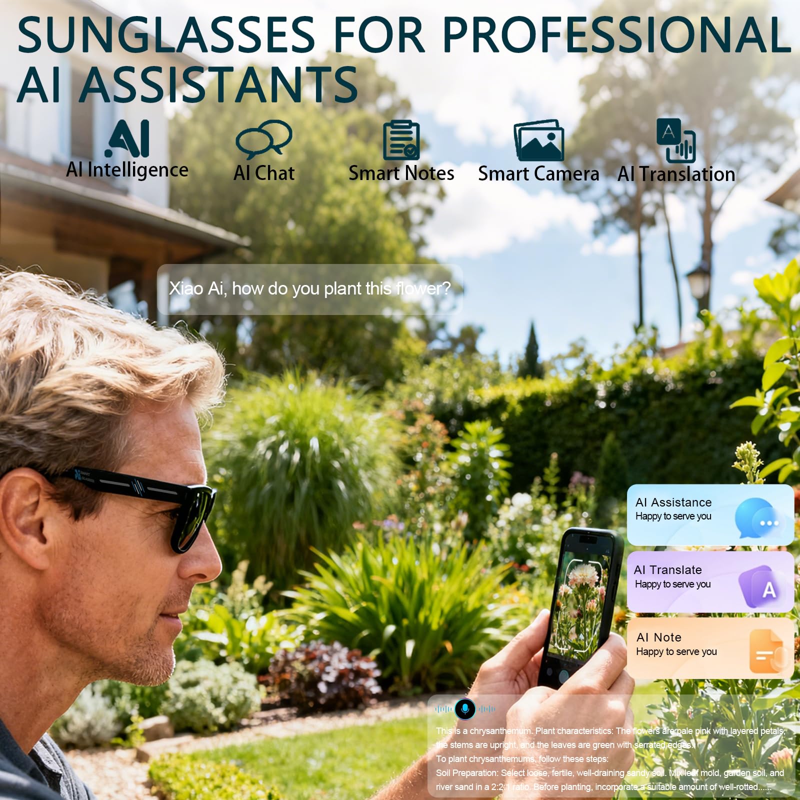 Black Smart Ai Glasses for Men - Audio Music Voice review and price