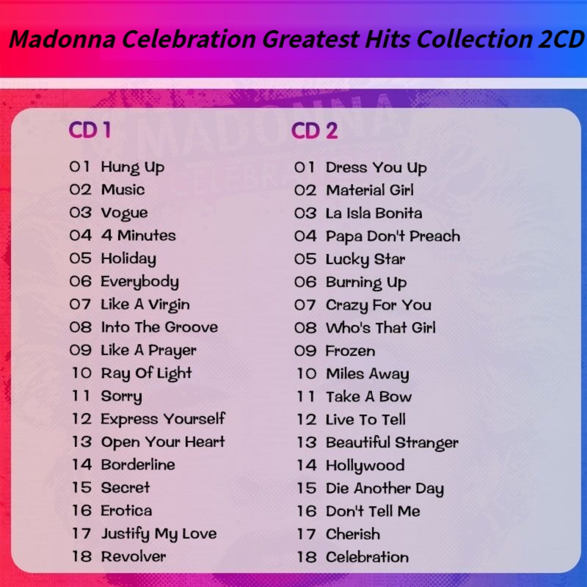 Madonna Celebration The Ultima - Audio Musically review and price