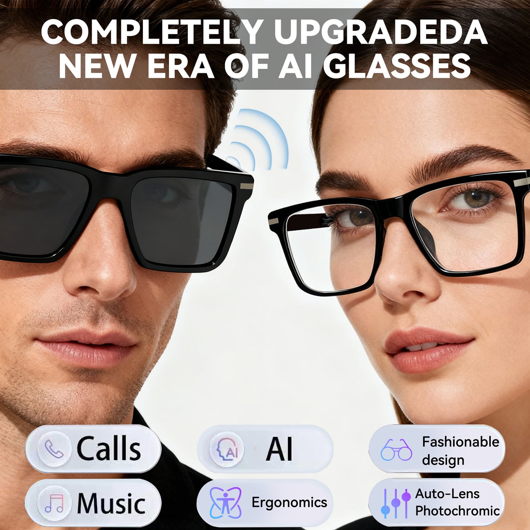 Black Smart Bluetooth Glasses  - Audio Music Voice review and price